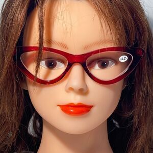 1341 Emma Cateye Reading Glasses 2.25 Red Readers NWT
